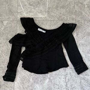 Self portrait black Asymmetrical Ruffle Top size us6
